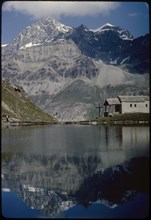 Chapel and Mountain Reflection in Schwarzsee, Zermatt, Switzerland, 1964