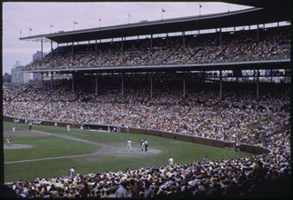 Crowd at Wrigley Field, Chicago, Illinois, USA, 1972