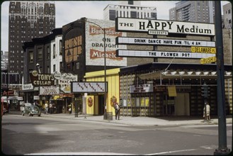 Street Scene, North Rush Street and East Delaware Place, Chicago, Illinois, USA, 1972
