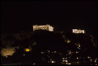 Acropolis at Night, Athens, Greece, 1963