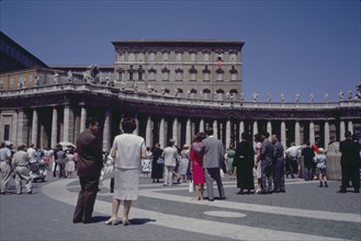Crowd Looking Towards Pope John XXIII in Window, Vatican, Rome, Italy, 1961