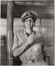 Victor Mature, on-set of the Film, "The SharkFighters", United Artists, 1956