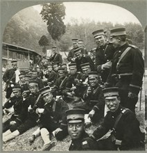 A Noon lunch of rice and tea-Japanese army on the way to the front, Single Image of Stereo Card, Keystone View Company, 1904