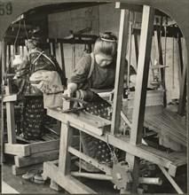 Spinning Fabrics on a Hand Loom, Japan, Single Image of Stereo Card, Keystone View Company, 1905