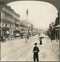 The Krestchatik, the Principal Street of Kief, one of the Famous Old Cities of Russia, Single Image of Stereo Card, Keystone View Company, early 1900's
