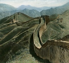 Great Wall, near Beijing, China, Hand-Colored Magic Lantern Slide, Newton & Company, 1920