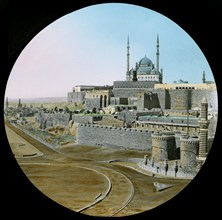 Saladin Citadel, Cairo, Egypt, Hand-Colored Magic Lantern Slide, Newton & Company, 1900