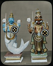 Incarnations of Krishna, India, Hand-Colored Magic Lantern Slide, Newton & Company, 1925