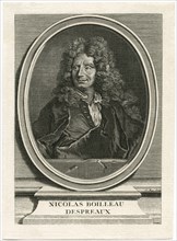 Nicolas Boileau-Despreaux (1636-1711), French Poet and Critic, Head and Shoulders Engraving
