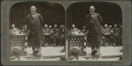 Hon. William Jennings Bryan Scoring a Point in a Public Speech, Stereo Card, Underwood & Underwood, 1907