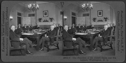The President of the United States, Calvin Coolidge, and his Cabinet, Washington DC, USA, Stereo Card, Keystone View Company, 1925