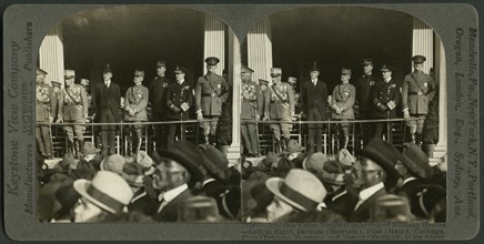 America's Most Notable Gathering of Military Heroes, Left to Right, Jacques (Belgium), Diaz (Italy), Coolidge,  Foch (France), Pershing and Beatty (England), National Convention of the American Legion...