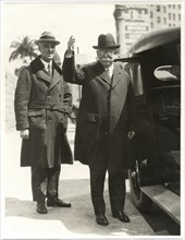 Edward Doheny, Oil Tycoon, Implicated in Teapot Dome Scandal, entering Car, Los Angeles, California, USA, March 21, 1923