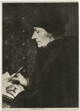 Portrait of Erasmus of Rotterdam, illustration from an original 1523 Painting by Hans Holbein (Holbein the Younger), 1914