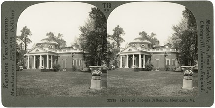 Home of Thomas Jefferson, Monticello, Virginia, USA, Stereo Card, Keystone View Company