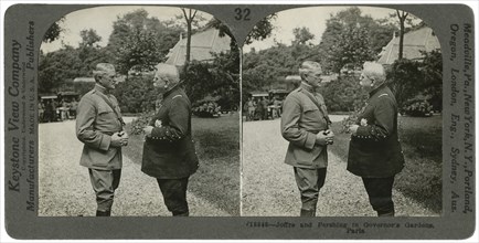Joffre & Pershing in the Governor's Gardens, Paris, Stereo Card, Keystone View Company, 1917