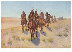 Apache War Party, Lithograph, Charles Craig, 1903
