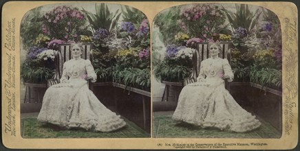 Mrs. McKinley in the Conservatory of the Executive Mansion, Washington DC, USA, Stereo Card, Underwood & Underwood, 1900