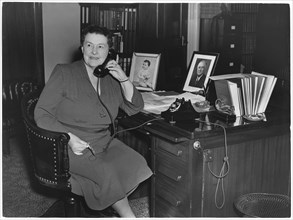 Mary Teresa Norton, 1st Woman from Democratic Party Elected to Congress, Portrait Seated at Desk, Washington DC, USA, 1943