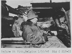 U.S. General George Patton arriving at St. Vith, Belgium, January 30, 1945