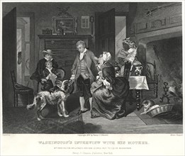 Washington's Interview with his Mother, Mrs. Washington influences her son George not to go as Midshipman, Engraving after original Alonzo Chappel Painting, 1879