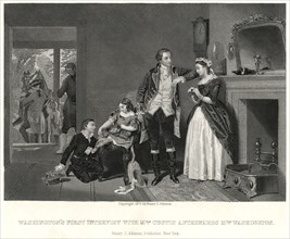 Washington's Interview with Mrs. Custis, Afterwards Mrs. Washington, Engraving, 1879