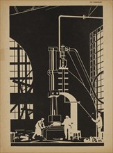 Soviet Propaganda Magazine Interior, Bezbozhnik u Stanka (Atheist at his Bench) Magazine, Illustration by Mechislav Dobrokovsky, 1920's