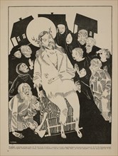 Soviet Propaganda Magazine Interior, Bezbozhnik u Stanka (Atheist at his Bench) Magazine, Illustration by Dimitry Moor, 1920's