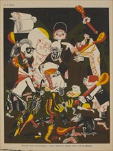 Soviet Propaganda Magazine Interior, Bezbozhnik u Stanka (Atheist at his Bench) Magazine, Illustration by Konstantin Urbetis, 1920's