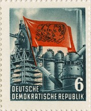 Industrial Stamp from Karl Marx Commemorative Postage Stamp Sheet, East Germany, DDR, 1953