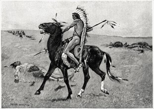 Old-Time Northern Plains Indian, The Coup, Illustration, Frederic Remington, Harper's Monthly Magazine, 1890