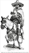 Arab Chief on Horse being led by Boy Runner, Tunis, Tunisia, 1860, Illustration, Classical Portfolio of Primitive Carriers, by Marshall M. Kirman, World Railway Publ. Co., Illustration, 1895
