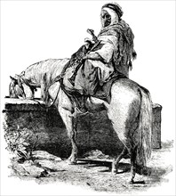 Syrian Bedouin at Desert Well, 1890's, Illustration, Classical Portfolio of Primitive Carriers, by Marshall M. Kirman, World Railway Publ. Co., Illustration, 1895