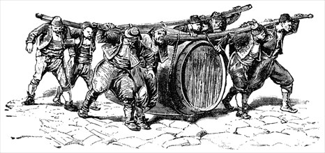 Wine Carriers, Constantinople, Turkey, Illustration, Classical Portfolio of Primitive Carriers, by Marshall M. Kirman, World Railway Publ. Co., Illustration, 1895