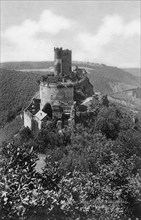 Ehrenberg Spur Castle Ruins, Brodenbach, Germany, Postcard, 1925