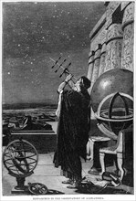 Hipparchus in the Observatory of Alexandria, Egypt, Illustration, Cyclopaedia of Universal History, Volume 1, The Ancient World, by John Clark Ridpath, the Jones Brothers Publishing Company, 1885