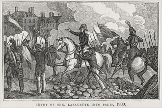 Entry of General Lafayette into Paris, 1830, Illustration from the Book, Historical Cabinet, L.H. Young Publisher, New Haven, 1834