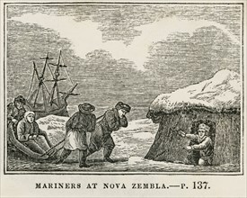 Mariners at Nova Zembla, Illustration from the Book, Historical Cabinet, L.H. Young Publisher, New Haven, 1834