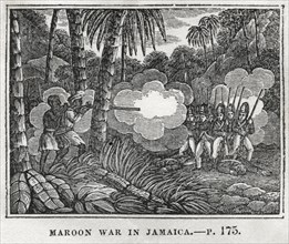 Maroon War in Jamaica, Illustration from the Book, Historical Cabinet, L.H. Young Publisher, New Haven, 1834