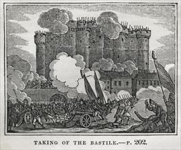 Taking of the Bastille, Illustration from the Book, Historical Cabinet, L.H. Young Publisher, New Haven, 1834