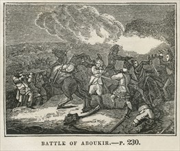 Battle of Aboukir, 1798, Illustration from the Book, Historical Cabinet, L.H. Young Publisher, New Haven, 1834