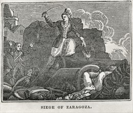 Siege of Zaragoza, Illustration from the Book, Historical Cabinet, L.H. Young Publisher, New Haven, 1834