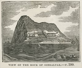 View of the Rock of Gibraltar, Illustration from the Book, Historical Cabinet, L.H. Young Publisher, New Haven, 1834