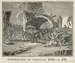 Earthquake at Caracas, 1812,  Illustration from the Book, Historical Cabinet, L.H. Young Publisher, New Haven, 1834