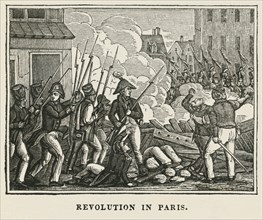 Revolution in Paris, Illustration from the Book, Historical Cabinet, L.H. Young Publisher, New Haven, 1834