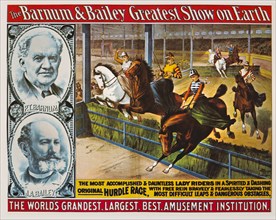 The Barnum & Bailey Greatest Show on Earth, The World's Grandest, Largest, Best Amusement Institution, Lady Riders, Hurdle Race, Circus Poster, Lithograph, 1904