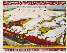 The Barnum & Bailey Greatest Show on Earth, General View of 12 Pavilions, French Circus Poster, Lithograph, 1899