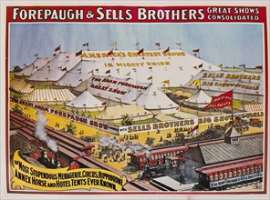 Forepaugh & Sells Brothers Great Shows Consolidated, the Most Stupendous Menagerie, Circus, Hippodrome, Annex Horse and Hotel Tents Even Known, Circus Poster, Lithograph, 1901