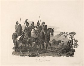 Equites Romani, Roman Cavalrymen, Engraving, G. Dobler, 1819