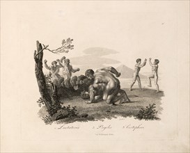 1. Luctatores 2. Pugiles 3. Cestiphori, Engraving, G. Dobler, 1819